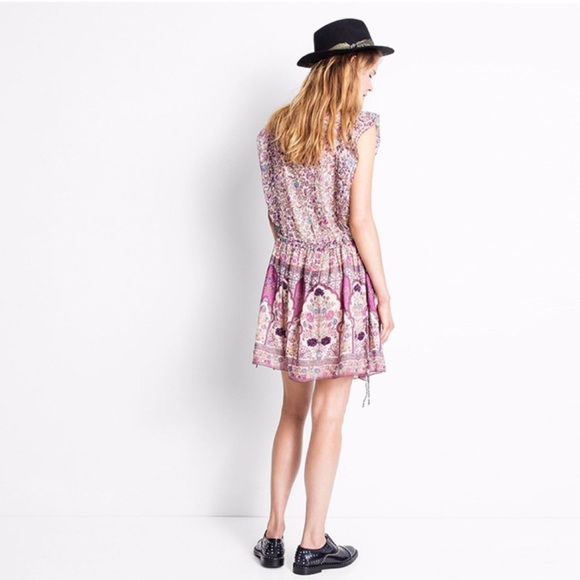 Zadig & Voltaire Rimana Floral Paisley Print Cinch Waist Beaded Dress - Picture 2 of 14